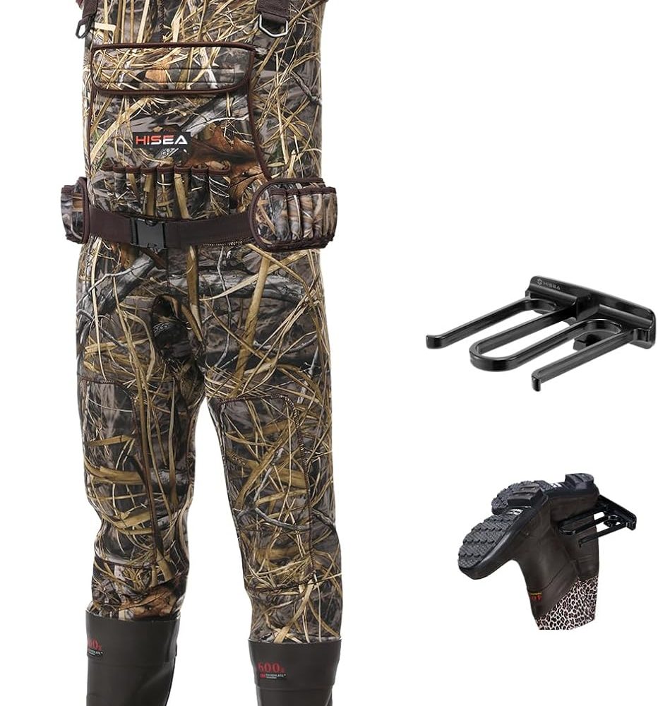 HISEA Hunting Waders for Men with 600G Insulated Boots, 4.5mm Neoprene Waterproof, Bootfoot Chest Wader Fishing Duck Hunting
